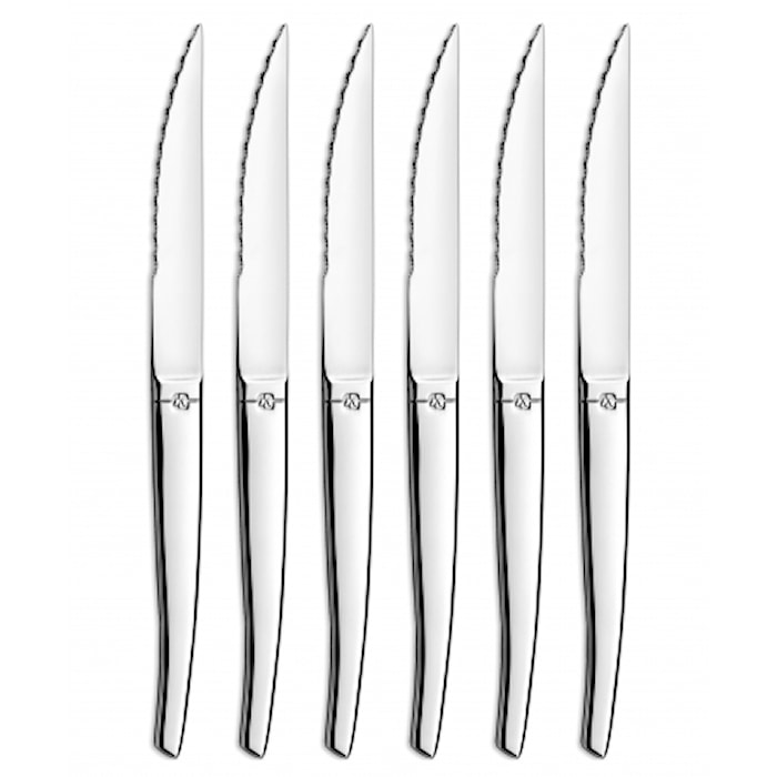 Grillkniver i knivblokk 6-pakning Krom