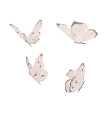 Väggdekoration Butterflies 4-pack White