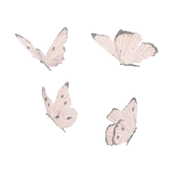 Veggdekorasjon Butterflies 4-pakning White