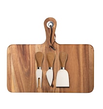 Cheese Tray with Handle & 3 Cheese Knives