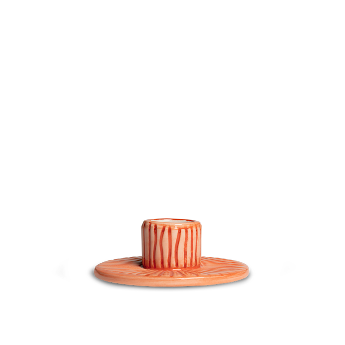 Stripes Ljusstake Ø8 cm Keramik Orange