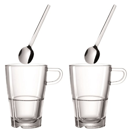 Latte Macchiato Kaffeset Kopp och sked x 2