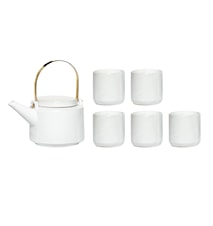 Tesæt Kande/5 kopper Keramik - Hvid