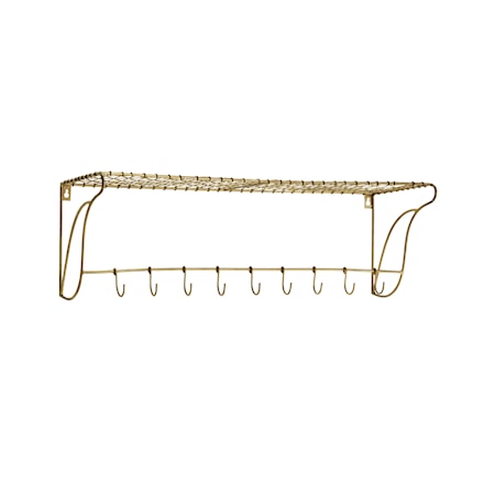 Shelf with Hangers 76x26,5x24cm Brass