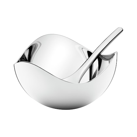 Georg Jensen Bloom Saltkar med sked Rostfritt Stål