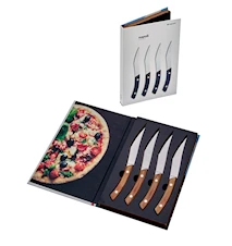 Stek- och pizzaknivsats, 4-pack, Ljust trä