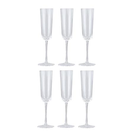 Hurray Champagneglas 6-pack Räfflad/Klar