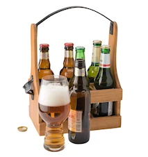 Tage Wooden Box 6 bottles wrought handle and opener