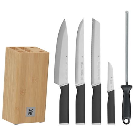 Kineo Knivset med 4 knivar, 1 knivblock och 1 knivstål