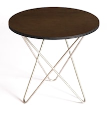 Mini o-table leather sidobord – Mocca/stainless
