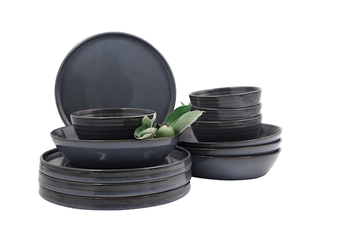 Plate, bowl and pasta plate, 12 part set, stoneware
