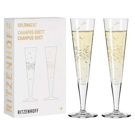 Goldnacht Champagneglas 2-p