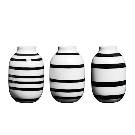 Kähler Omaggio vase miniatyr 3-pak Sort H 8 cm
