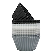 Muffinsformer, svart–hvit–grå, 12-pakning