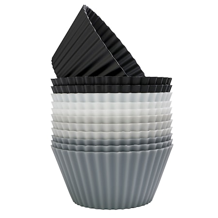 Muffinsformer, svart–hvit–grå, 12-pakning