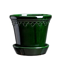 Copenhagen Potte med fat Glazed Green Emerald 14 cm