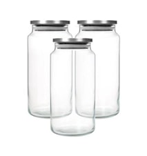 Behälter 1,4 L 3er-Set Glas/Edelstahl