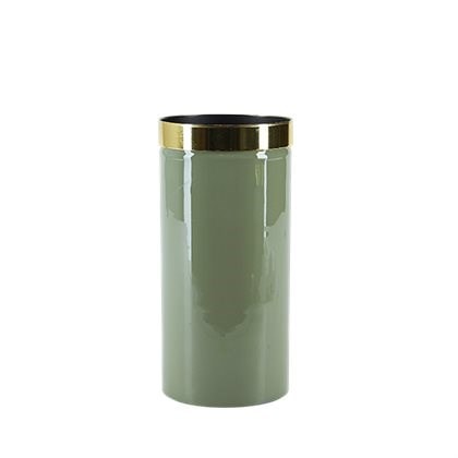 Grön Vas Med Guldkant, 20x10 cm
