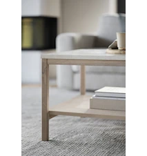 Orwel Soffbord 140x60 cm Beige Travertin/Vitpigmenterad Ek