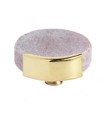 KNOB/HOOK lyserød marble circle, brass