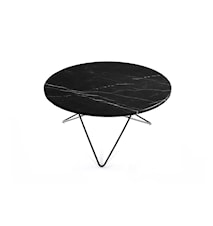 O Table Sort Marmor m/sort ramme Ø80 cm