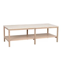 Orwel Soffbord 140x60 cm Beige Travertin/Vitpigmenterad Ek