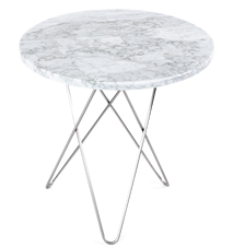 Tall Mini O Table mat Hvid Marmor m/rustfri stålramme Ø50 cm
