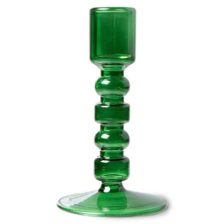 Emeralds Lysestage M 13 cm Glas Skovgrøn