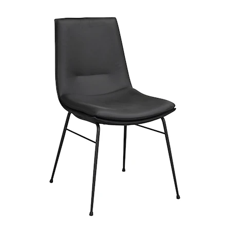 Lowell Matstol Svart Läder/Svart Metall