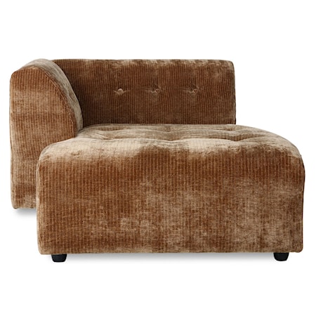 Vint couch: Elem. vänster Divan Corduroy velvet Aged gold