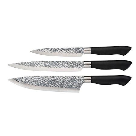 Knife Set Steel Black Handle 3 Parts
