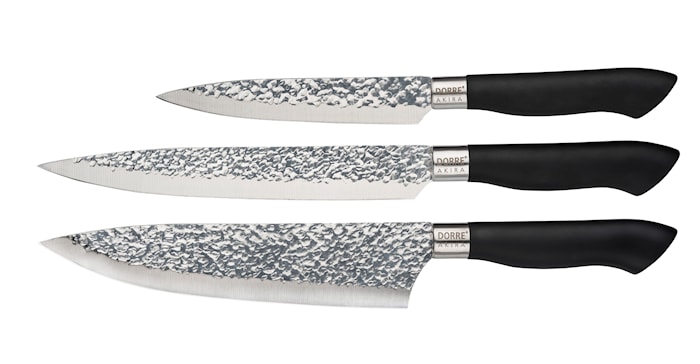 Knivset i stål svart handtag 3 delar