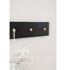 Jersey Klädhängare Svart Metall/guldknopp 80 cm