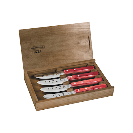Churrasco premium 4 delar knivar presentask rött h andtag