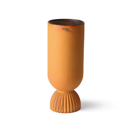 Bilde av Flower Ceramic Vase Ribbed base Rustic