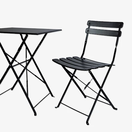 Café Set med 1 bord och 2 stolar Metall Svart