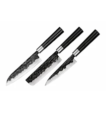 BLACKSMITH Set of 3 knives: Utility 16cm, Nakiri 17cm, Santoku 18cm