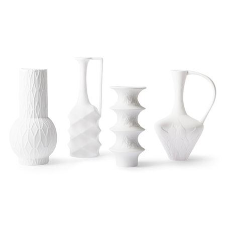 Matt White Porcelain Vaser 4-pak