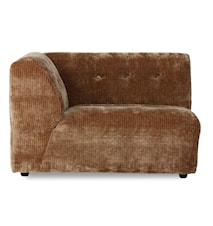 Vint couch: elem. venstre 1,5-sete Corduroy velvet, aged gold