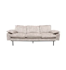 Retro Sofa Fløyel 3-seter Kremhvit