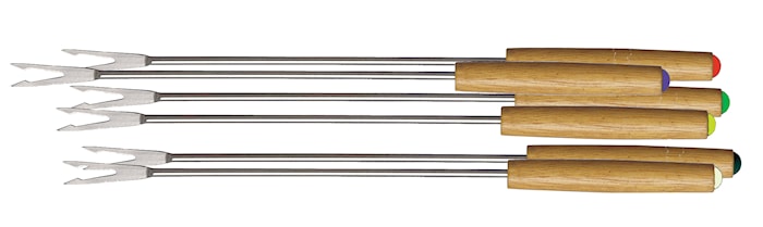 Tenedores para «fondue» parte superior de madera 6-pack