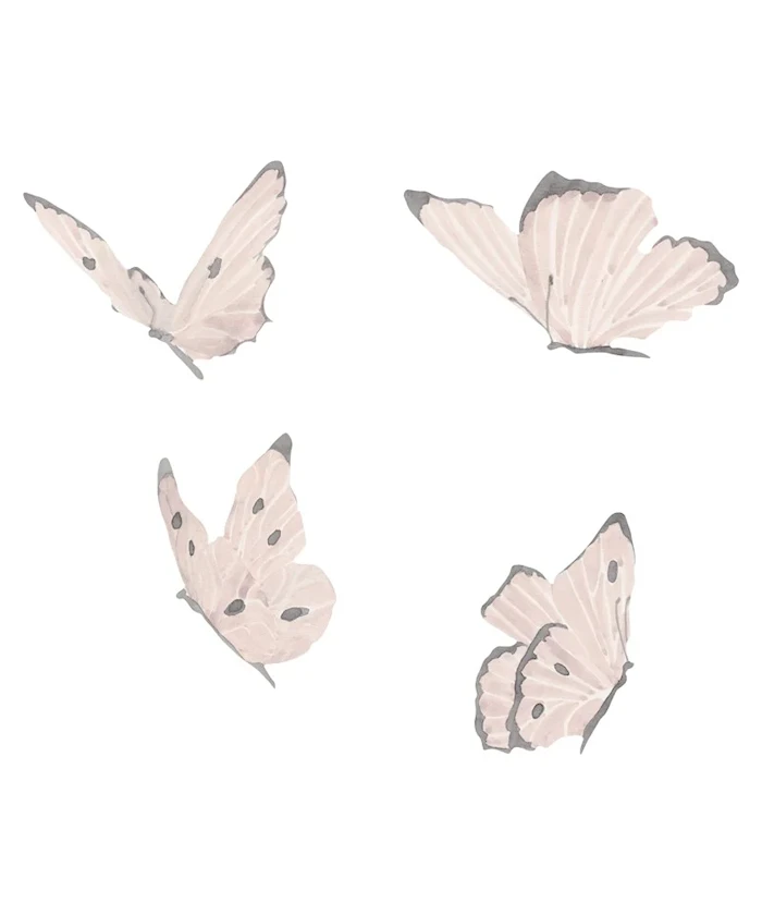 Vægdekoration Butterflies 4-pak White