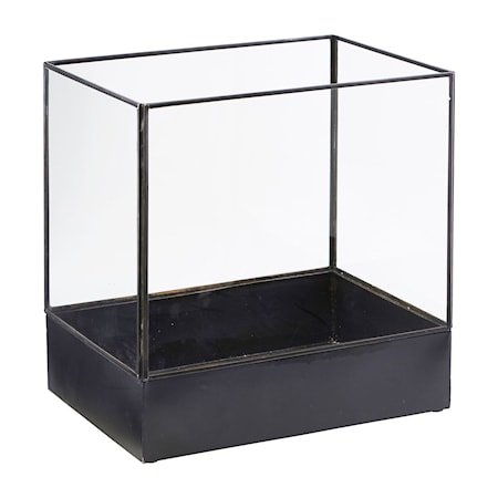 Boîte Plant Display carrée noir/verre