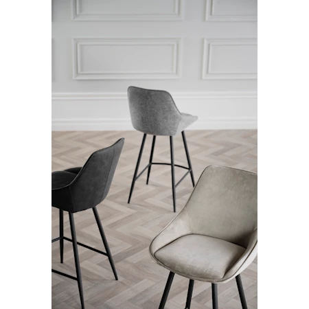 Sierra Barstol 97 cm Beige Sammet/Svart Metall
