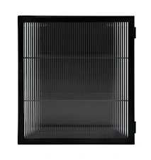 Groovy Wall Cabinet Iron with Glass Shelves Black