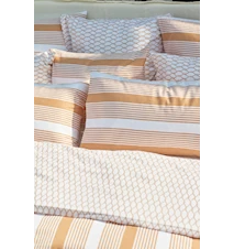Bäddset 2 delar Bomullssatin Beige/Vit