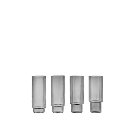 Ripple Long Drink Glas 4-pack 30 cl Grå