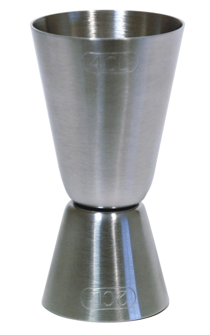 Bicchiere graduato reversibile in acciaio inox 2-4 cl