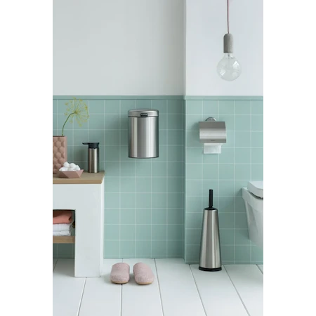 Toalettborste med hållare för golv med plasthandtag 120x420 mm Mattborstat Stål
