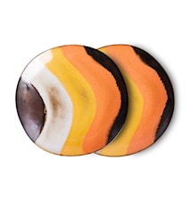 70s ceramics: Assiett 22 cm Set om 2 Retro wave